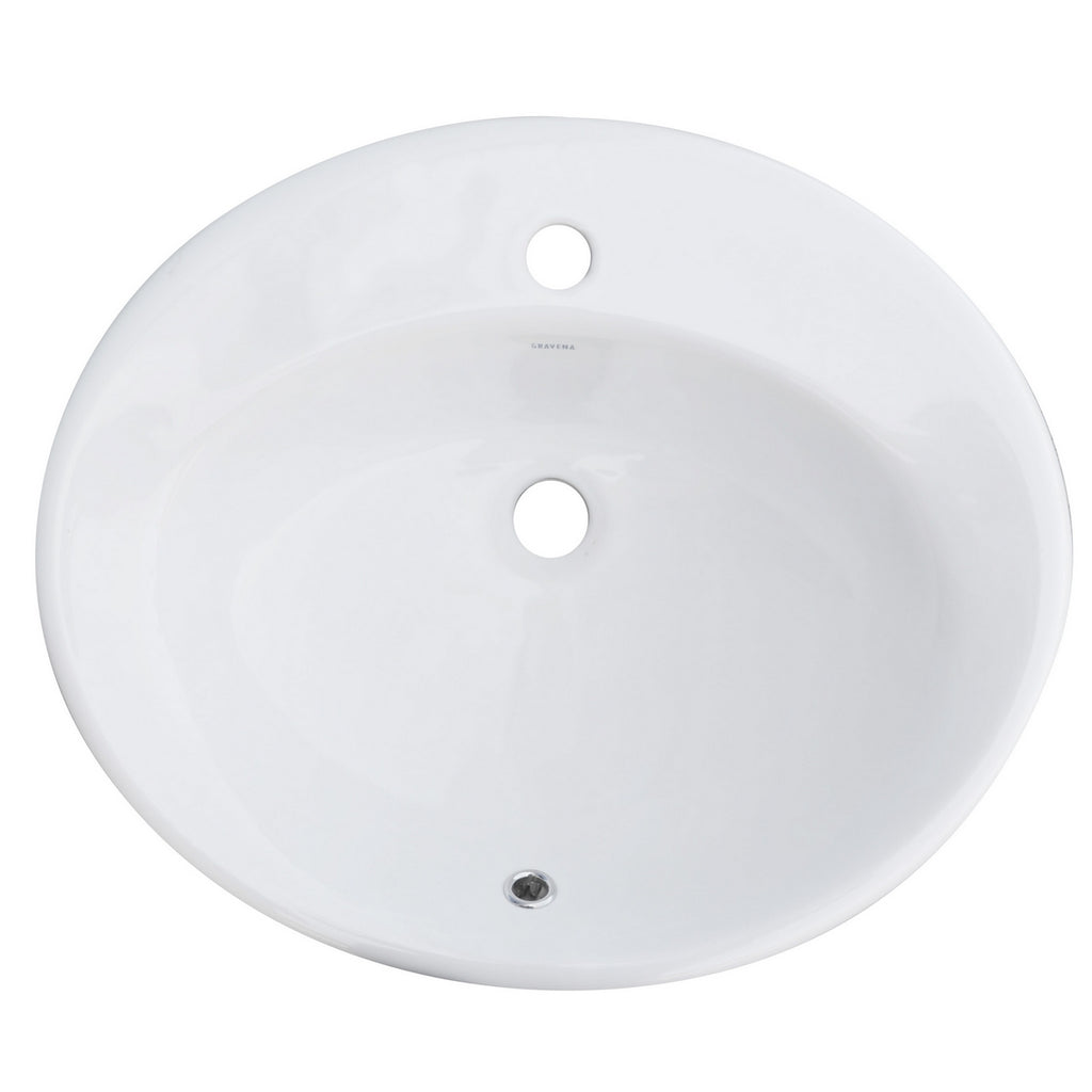 Lavabo soprapiano con foro rubinetto BathCore 57x48 cm - Bianco