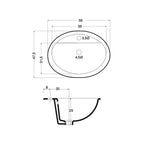 Lavabo soprapiano con foro rubinetto BathCore 57x48 cm - Bianco