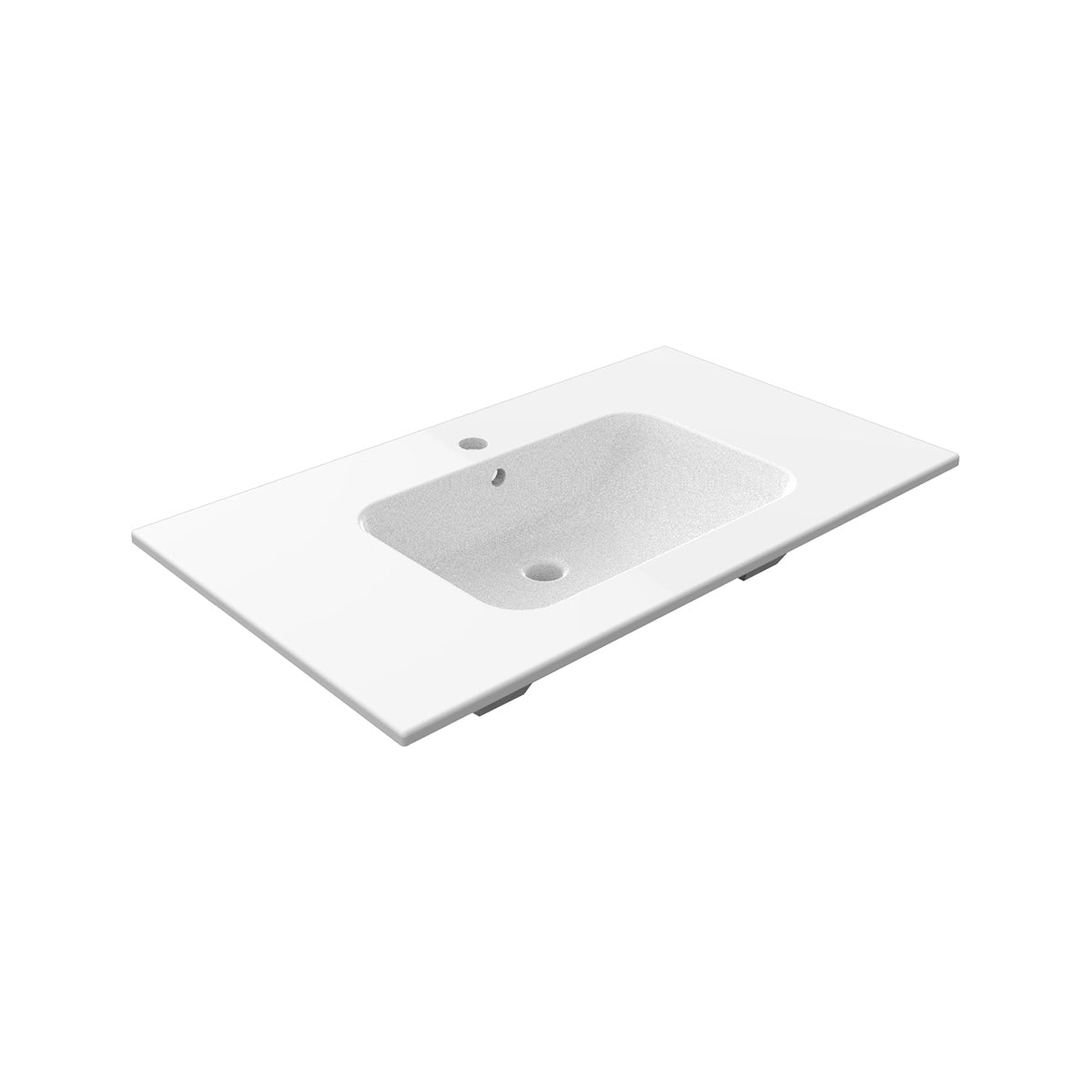 Consolle in ceramica con troppo pieno BathCore 76x47 cm - Bianco lucido