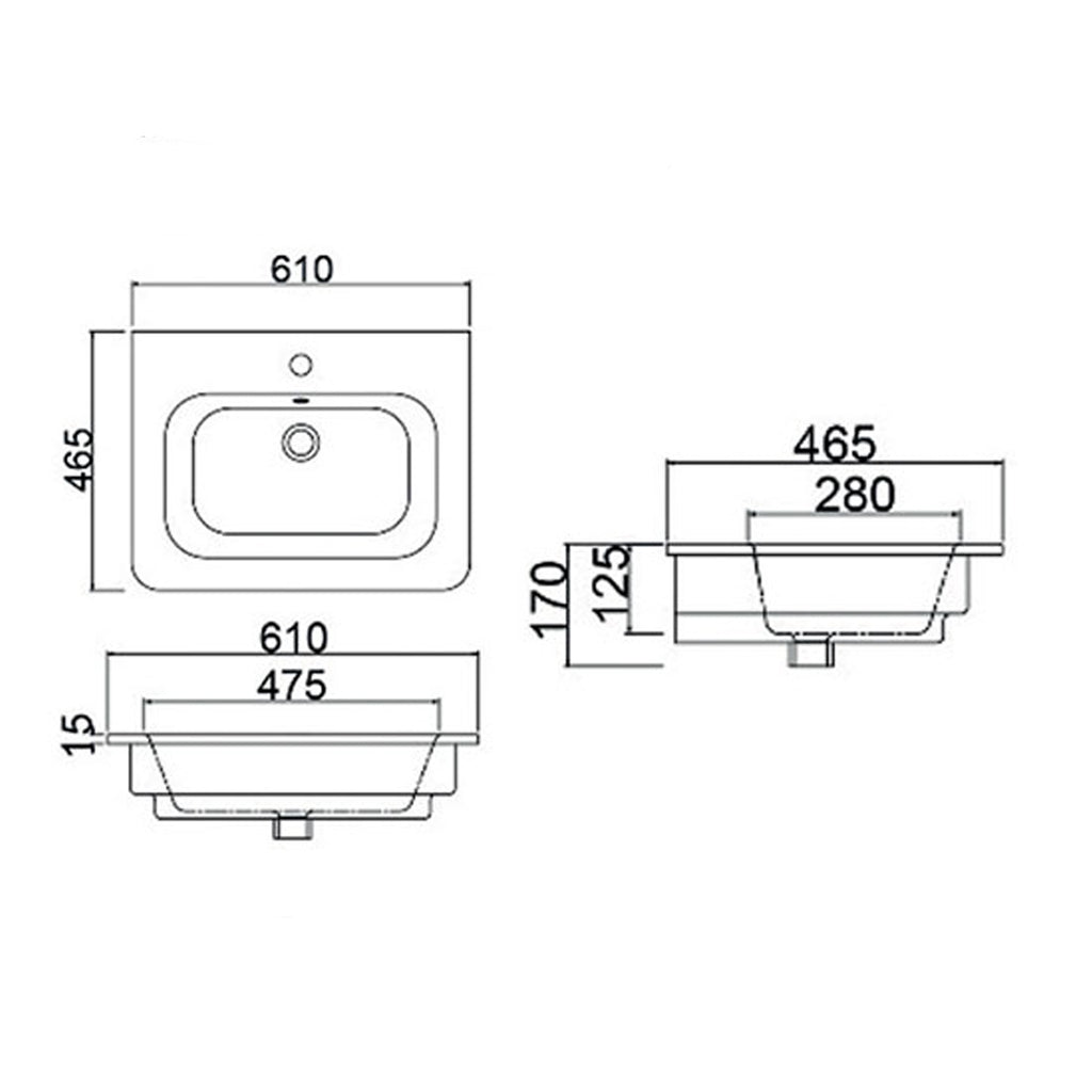 Consolle in ceramica con troppo pieno BathCore 61x46 cm - Bianco