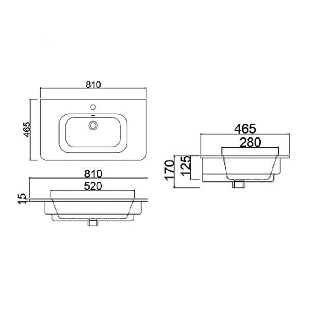 Consolle in ceramica con troppo pieno BathCore 81x46 cm - Bianco