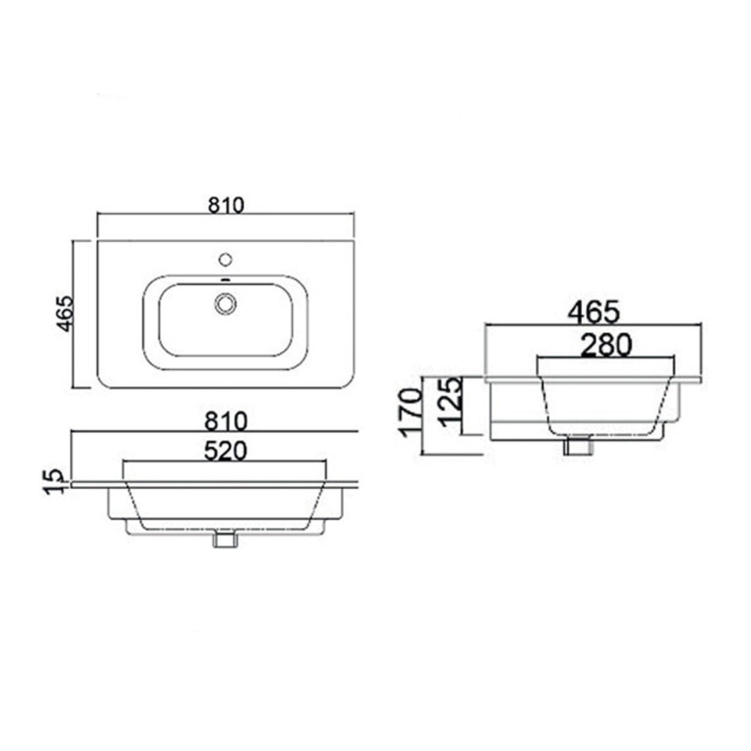 Consolle in ceramica con troppo pieno BathCore 81x46 cm - Bianco