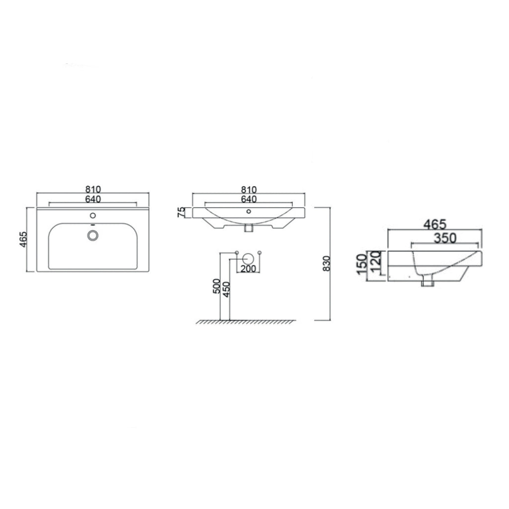 Consolle in ceramica con troppo pieno BathCore 81x46 cm - Bianco