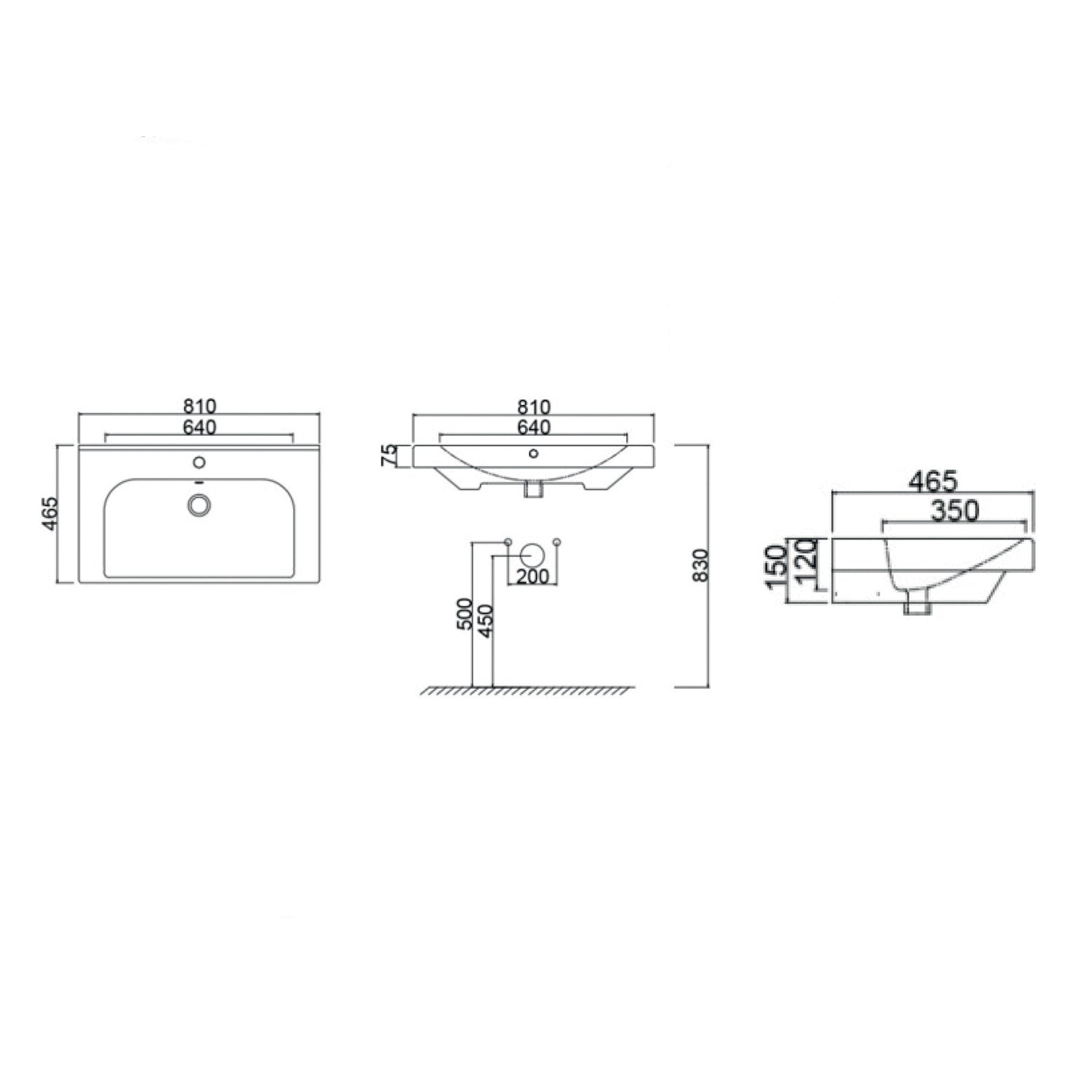Consolle in ceramica con troppo pieno BathCore 81x46 cm - Bianco