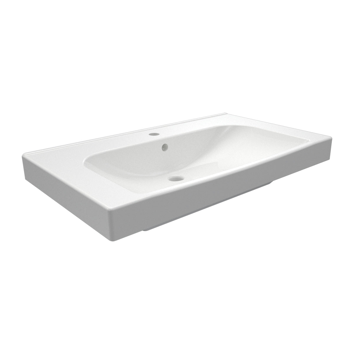 Consolle in ceramica con troppo pieno BathCore 81x46 cm - Bianco