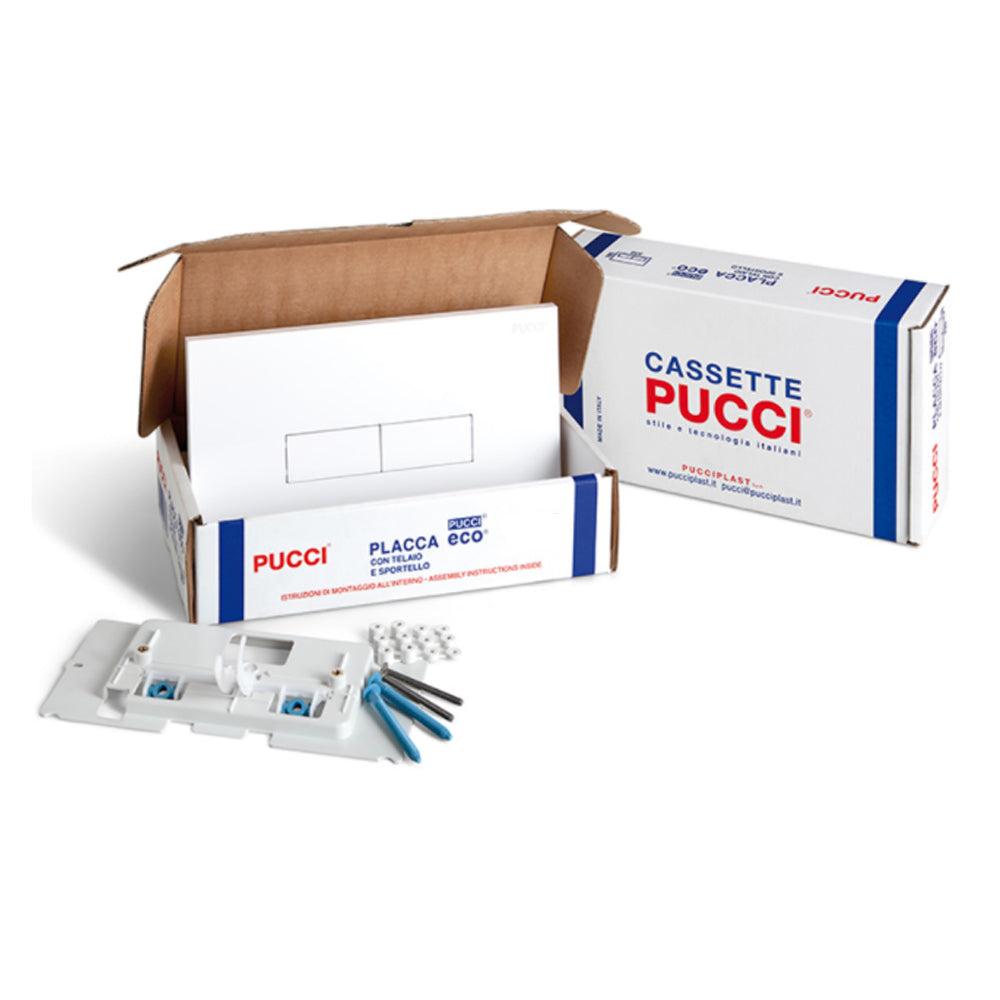 Placca di ricambio per cassetta incasso pucci eco da 33 cm con 2 pulsanti modello Linea Bianca