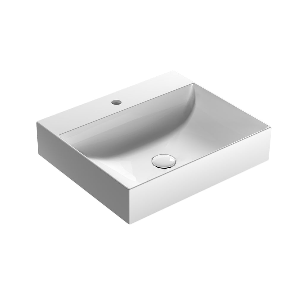 Lavabo rettangolare T-Edge 55x47x12 cm Ceramica Globo â€“ Bianco lucido