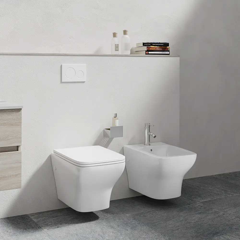 Sanitari sospesi serie Tuono con sedile Softclose 49x35 H. 32 cm - Bianco lucido