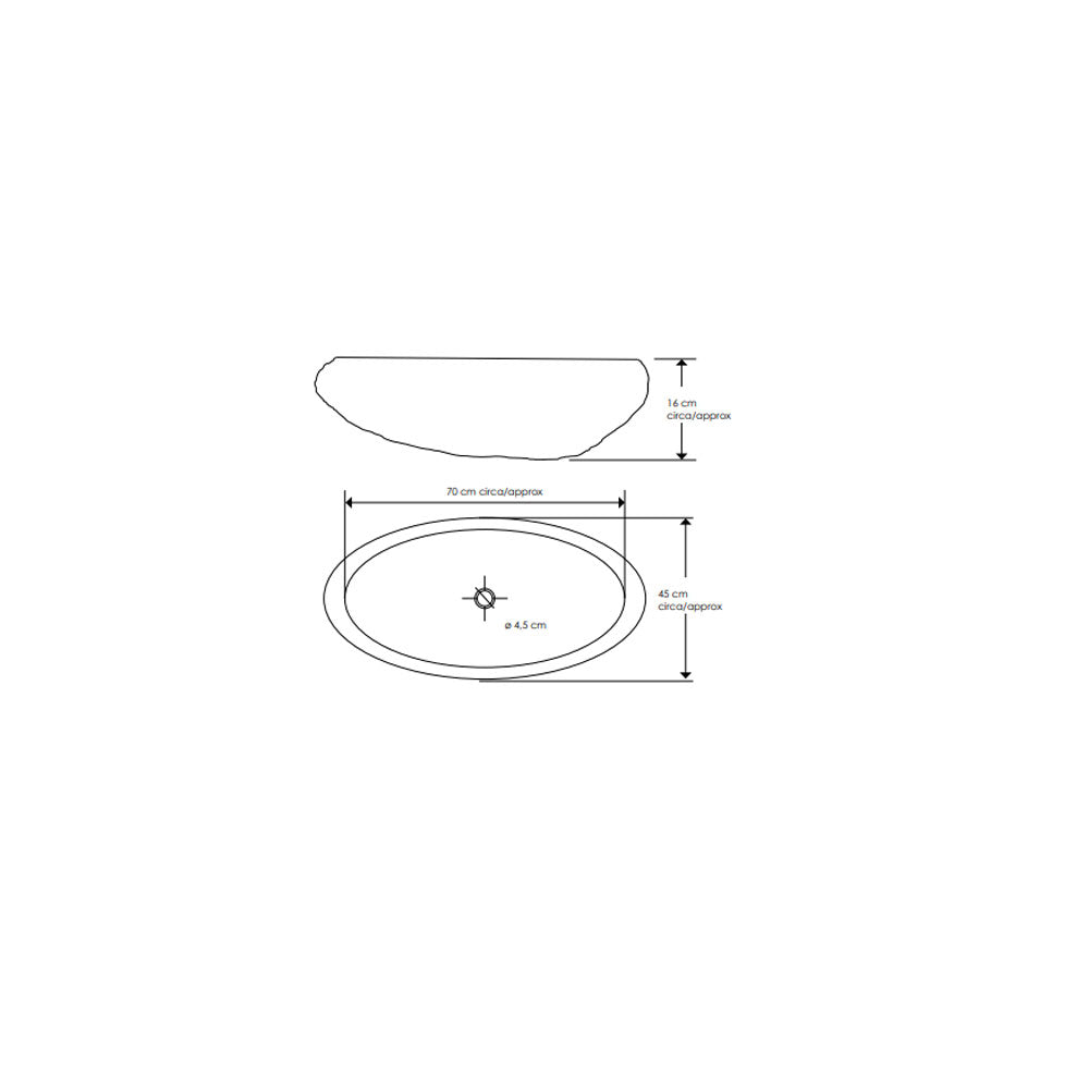 Lavandino da appoggio a vasca 'Joya XL' Ã˜ 57/70x15h cm by Cipi - in pietra di fiume