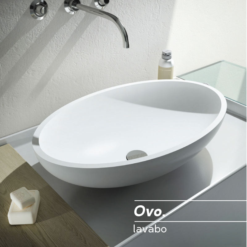 Lavabo da Appoggio in Solid Surface modello Ovo Relax Design Bianco OPACO