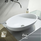 Lavabo da Appoggio in Solid Surface modello Ovo Relax Design Bianco OPACO