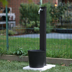 Base in travertino con secchio in alluminio verniciato nero e piletta per fontane Fasten-Frog-Newest-Bridge-Connect