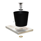 Base in travertino con secchio in alluminio verniciato bianco e piletta per fontane Fasten-Frog-Newest-Bridge-Connect