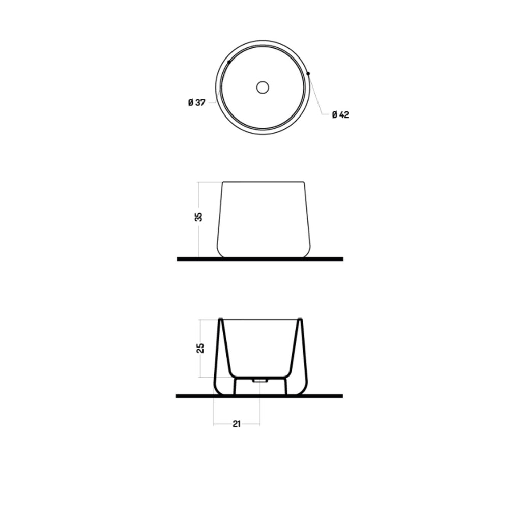 Lavabo da appoggio cilindrico in ceramica bianca lucida cm 42x35h cm serie Catino Disegno-Ceramica