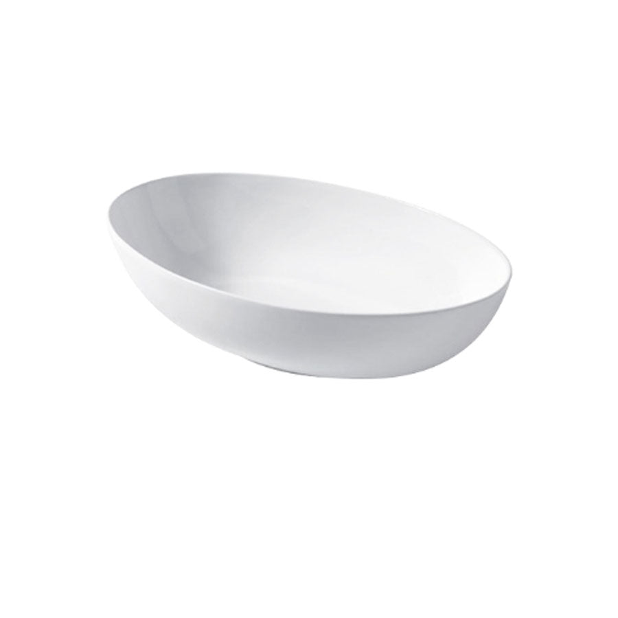 Lavabo da appoggio dalla forma ovale 60cm di larghezza in ceramica bianca lucida serie Slim Disegno-Ceramica
