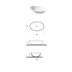 Lavabo da appoggio dalla forma ovale 60cm di larghezza in ceramica bianca lucida serie Slim Disegno-Ceramica