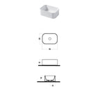 Lavabo da appoggio rettangolare 35x25cm in ceramica bianca lucida serie Slim Disegno-Ceramica