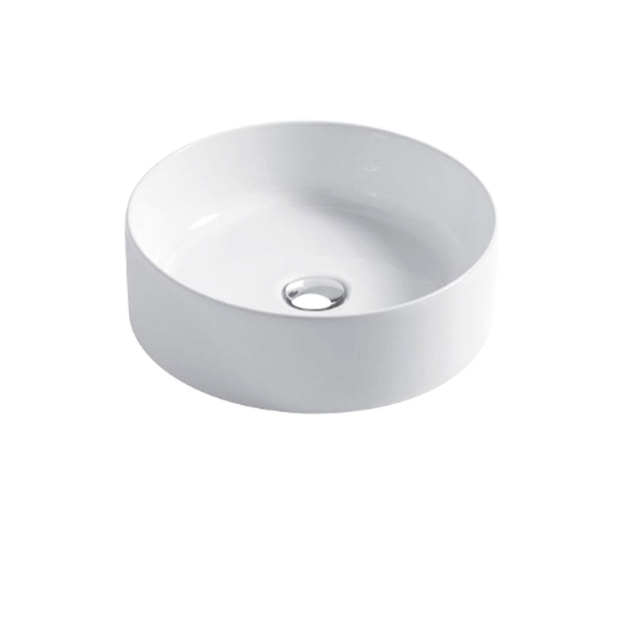 Lavabo da appoggio cilindrico Ã˜40x12h in ceramica bianca lucida serie Slim Disegno-Ceramica