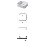 Lavabo da appoggio rettangolare 40x38cm in ceramica bianca lucida serie Slim Disegno-Ceramica