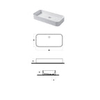 Lavabo da appoggio rettangolare 80x38cm in ceramica bianca lucida serie Slim Disegno-Ceramica