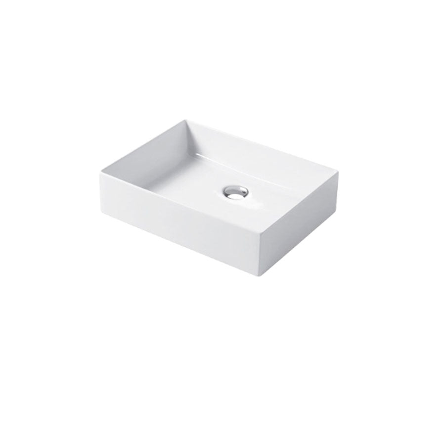 Lavabo da appoggio rettangolare in ceramica bianca lucida 50x38cm Disegno-Ceramica