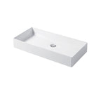 Lavabo da appoggio rettangolare in ceramica bianca lucida 80x38cm Disegno-Ceramica