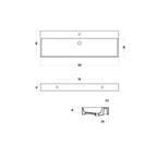 Lavabo rettangolare da appoggio o sospeso in ceramica bianca lucida 120x40 cm con foro per rubinetto Disegno-Ceramica