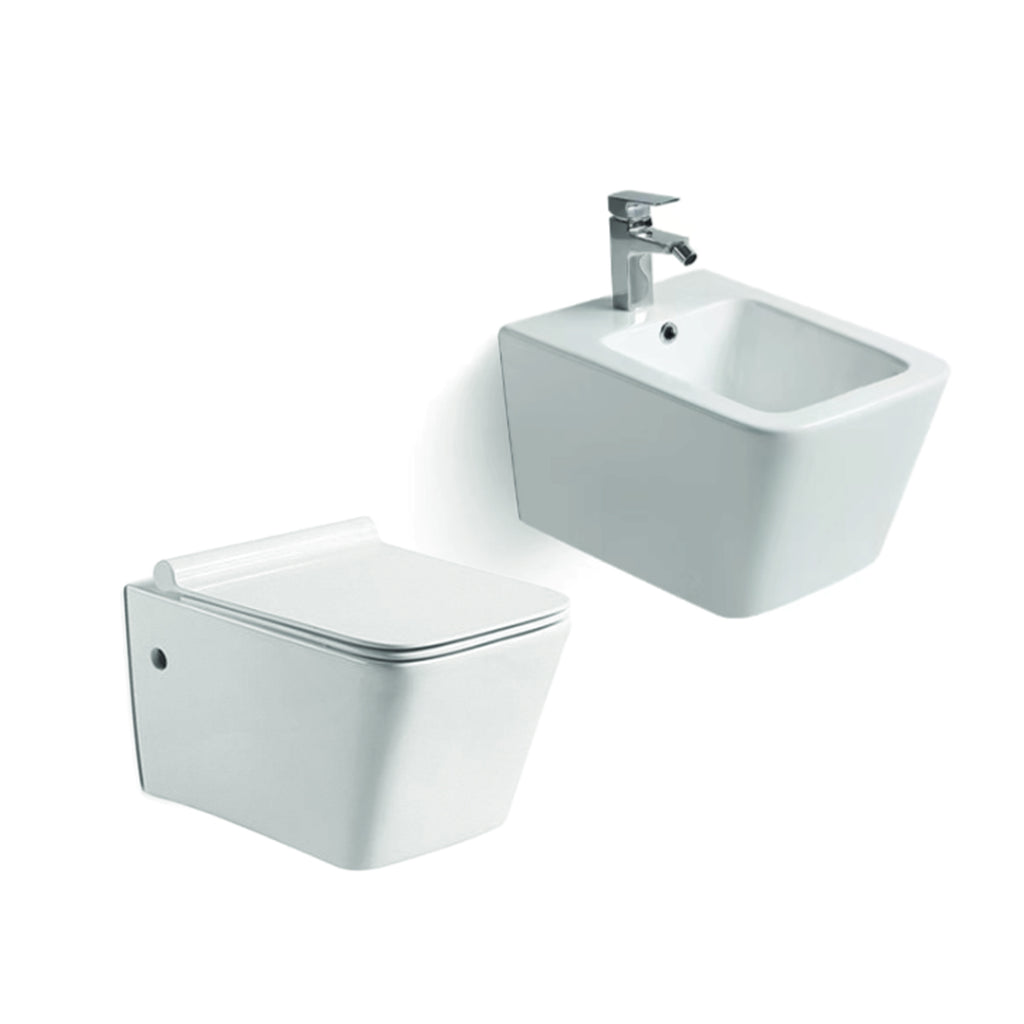 Coppia di sanitari sospesi con copriwater incluso BathCore serie Evo