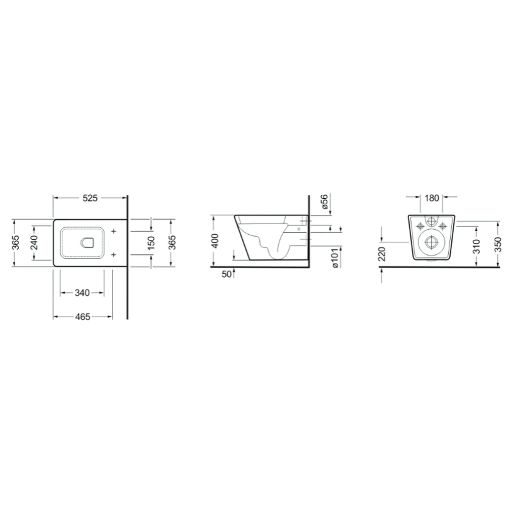 Coppia di sanitari sospesi con copriwater incluso BathCore serie Evo