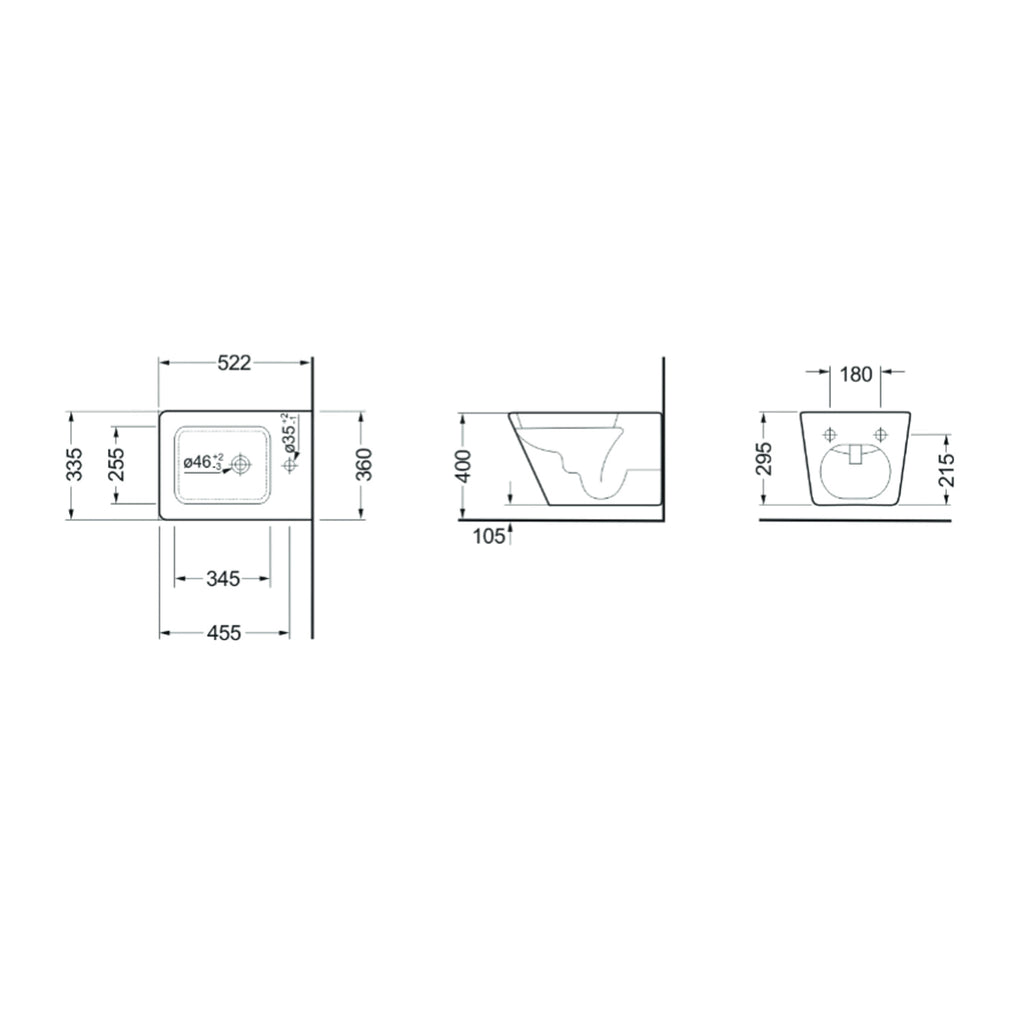 Coppia di sanitari sospesi con copriwater incluso BathCore serie Evo