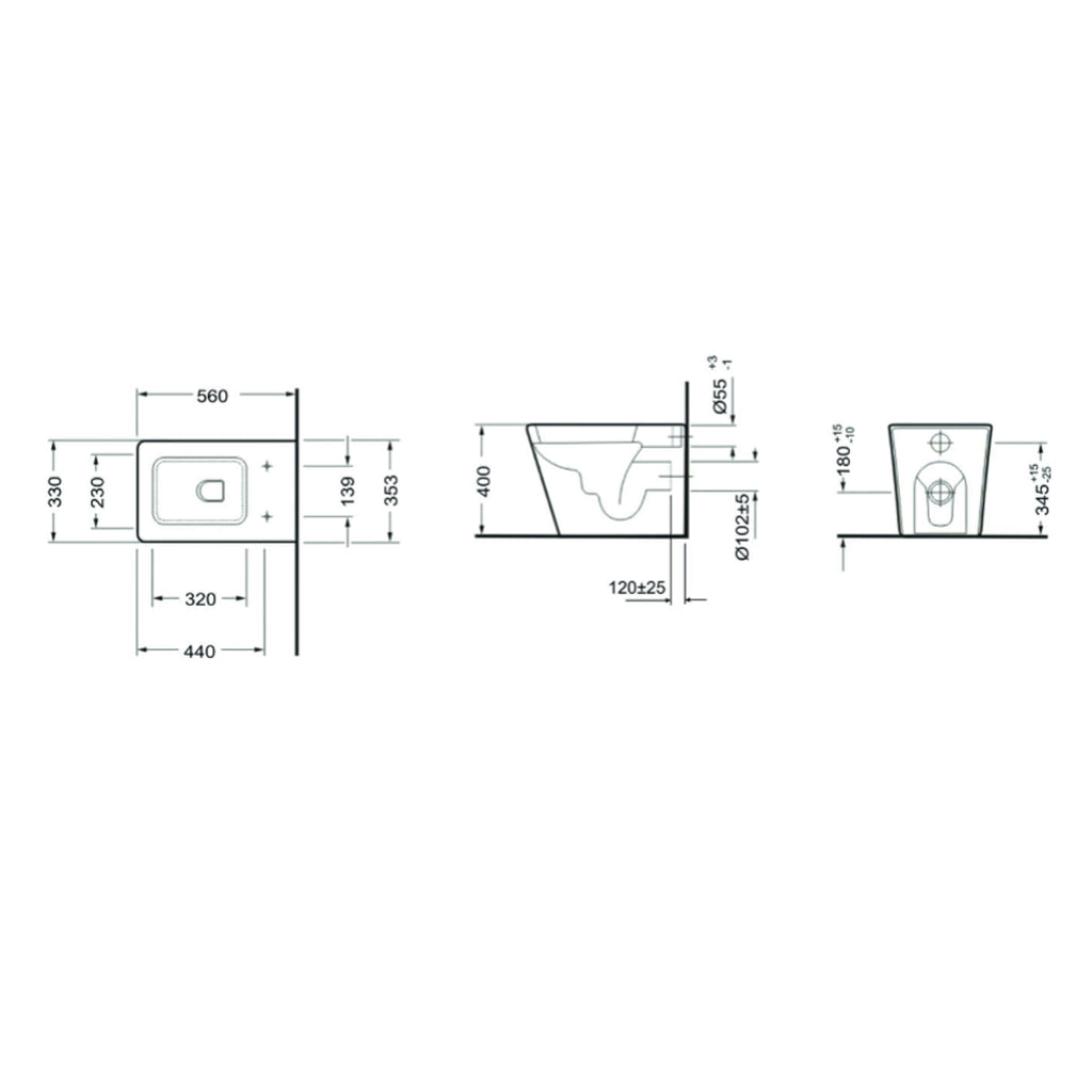 Coppia sanitari a terra filomuro con copriwater incluso BathCore serie Evo