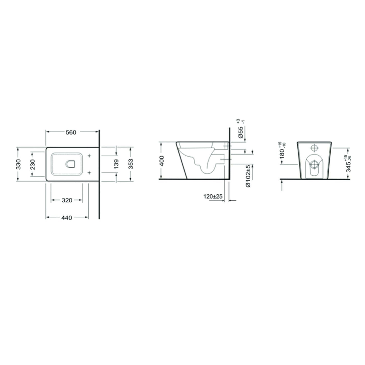 Coppia sanitari a terra filomuro con copriwater incluso BathCore serie Evo