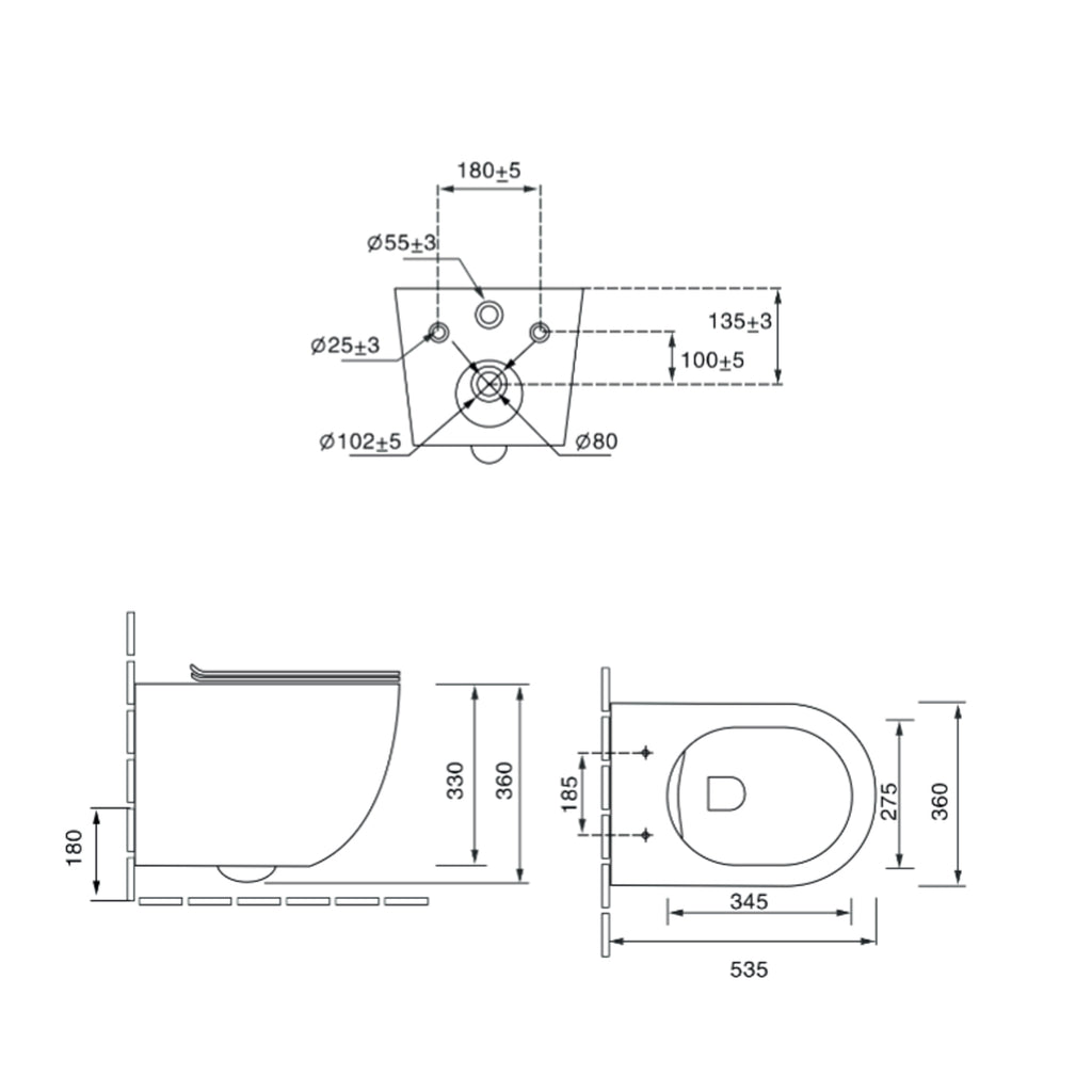 Coppia sanitari sospesi Bathcore con copriwater incluso - serie Aura