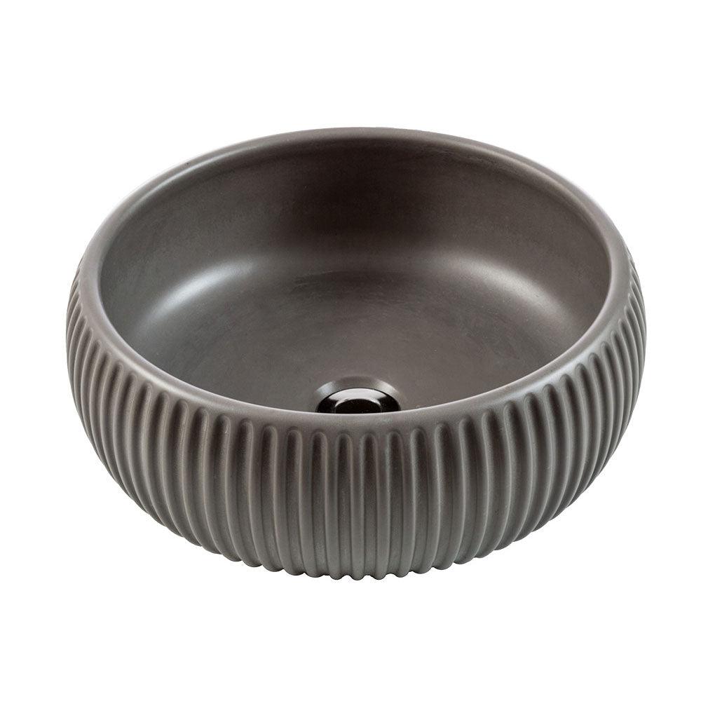 Lavandino da appoggio 'PlissÃ¨Round Basin' in cemento e resine Ã˜ 37x15h cm by Cipi - Grigio cemento