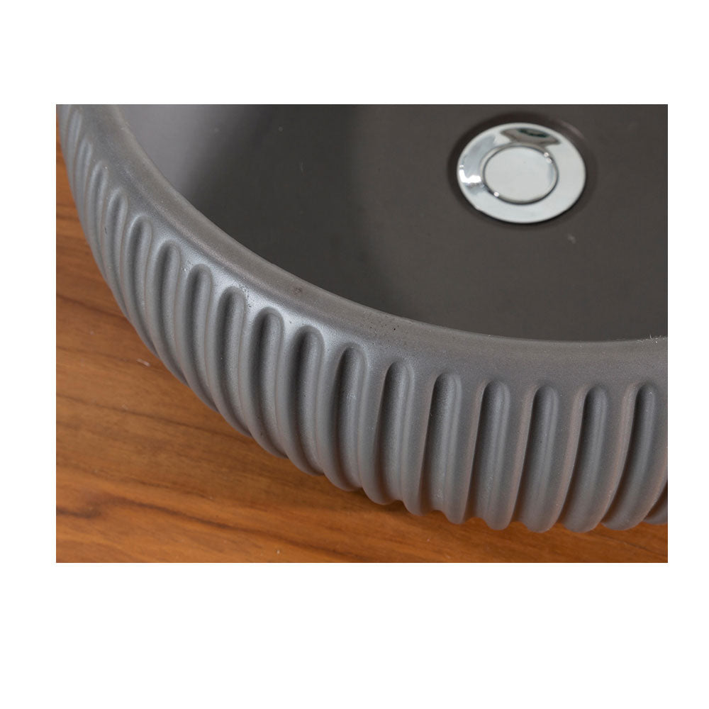 Lavandino da appoggio 'PlissÃ¨Round Basin' in cemento e resine Ã˜ 37x15h cm by Cipi - Grigio cemento