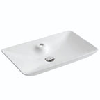 Lavabo d'appoggio in ceramica bianca senza troppo pieno con foro rubinetto Linpha Sanitary cm 64x40