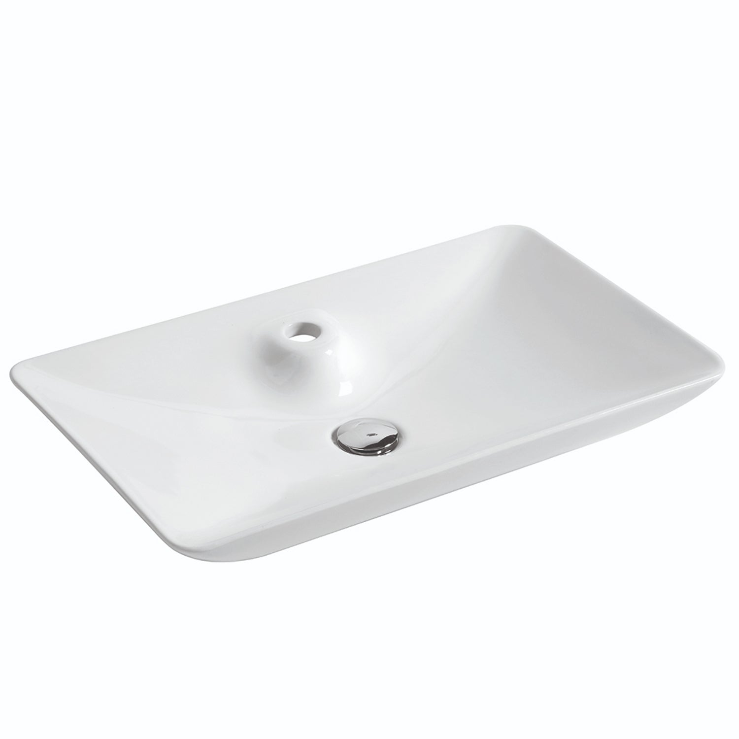 Lavabo d'appoggio in ceramica bianca senza troppo pieno con foro rubinetto Linpha Sanitary cm 64x40