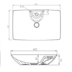 Lavabo d'appoggio in ceramica bianca senza troppo pieno con foro rubinetto Linpha Sanitary cm 64x40