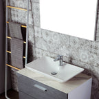 Lavabo d'appoggio in ceramica bianca senza troppo pieno con foro rubinetto Linpha Sanitary cm 64x40