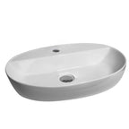 Lavabo d'appoggio ovale senza troppo pieno con foro rubinetto Linpha Sanitary cm 60x40