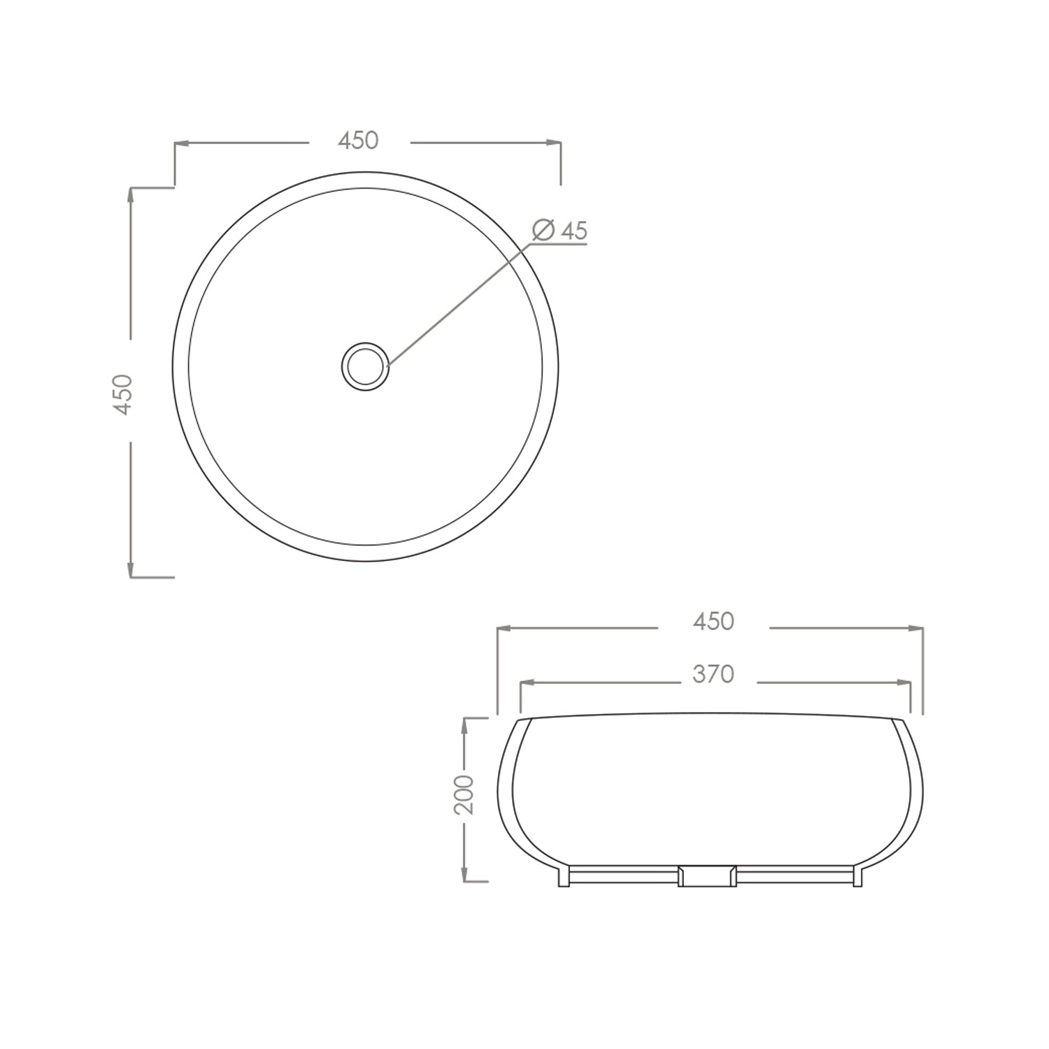 Lavabo d'appoggio tondo senza troppo pieno Linpha Sanitary diametro cm 45