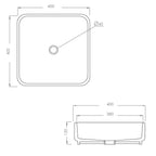 Lavabo d'appoggio quadrato senza troppo pieno Linpha Sanitary cm 40x40