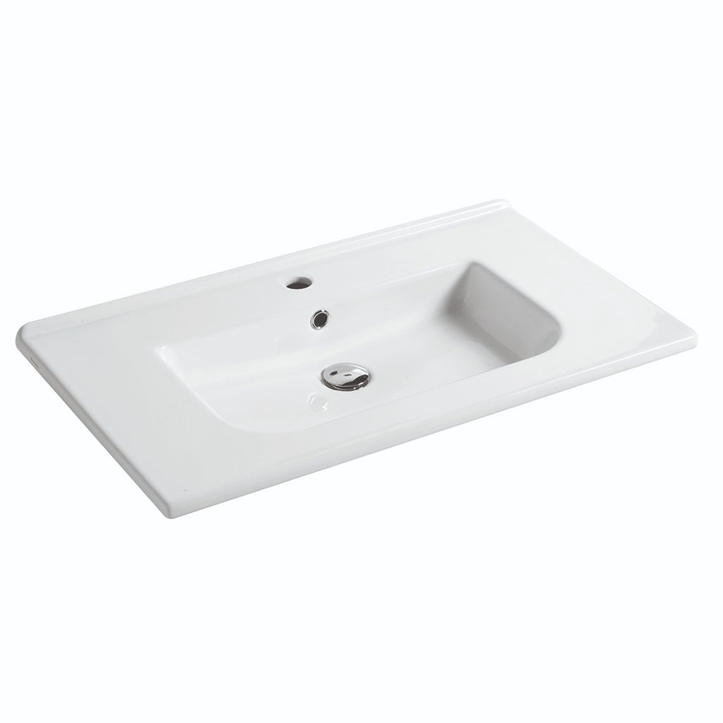 Lavabo consolle semincasso con troppo pieno e foro rubinetto cm 81x46