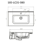 Lavabo consolle semincasso con troppo pieno e foro rubinetto cm 81x46