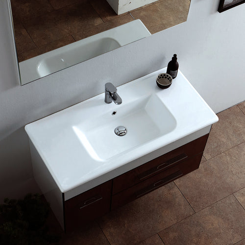 Lavabo consolle semincasso con troppo pieno e foro rubinetto cm 100x46