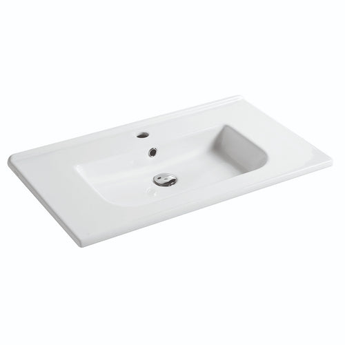 Lavabo consolle semincasso con troppo pieno e foro rubinetto cm 100x46