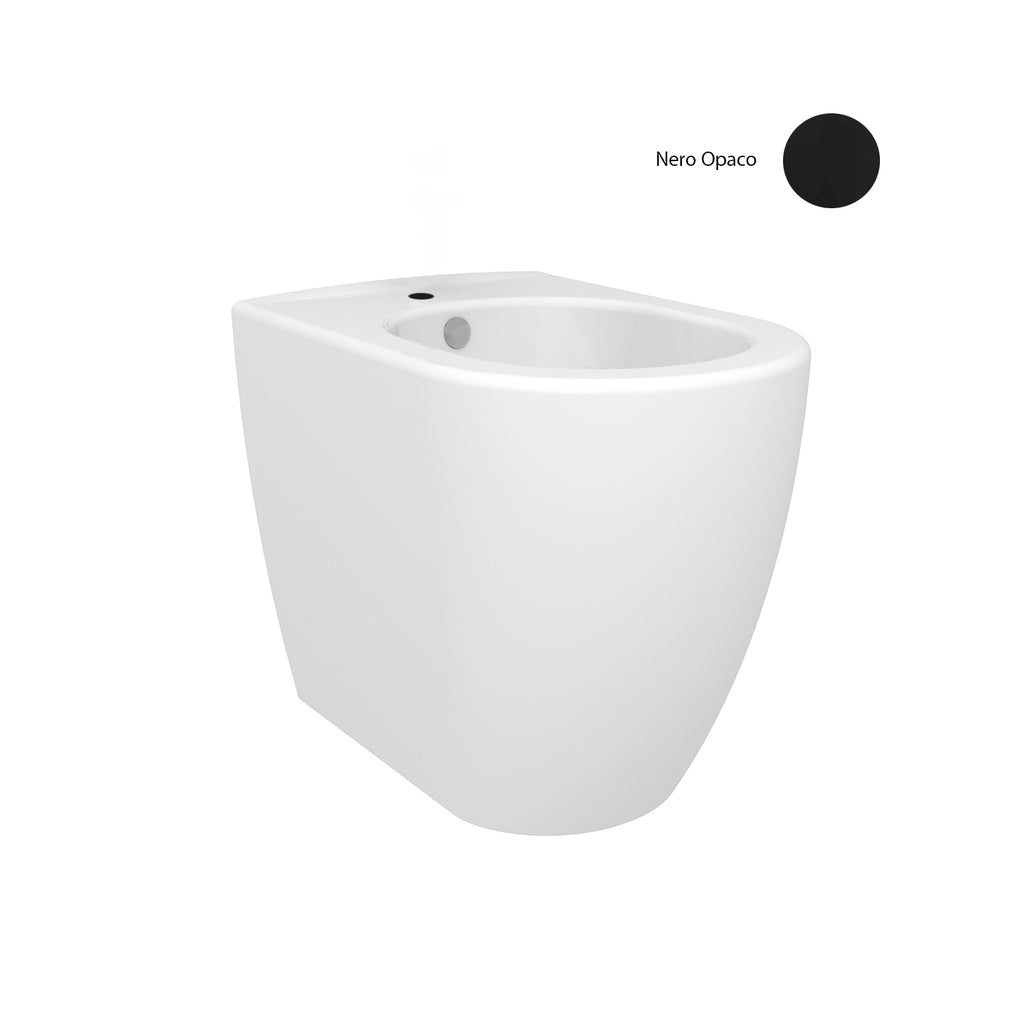 Sanitari filomuro collezione Tiara di Linpha Sanitary cm 36x53 senza brida con copriwater soft close -Nero Opaco