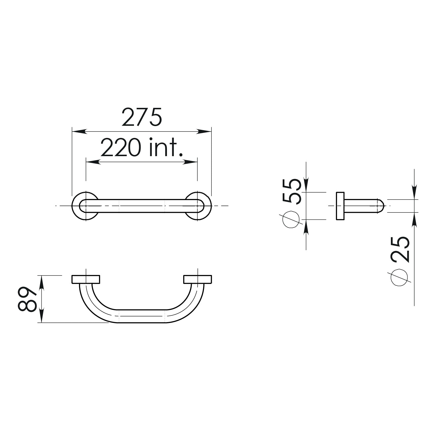 Maniglione 20 cm Up di Gedy in Acciaio Inox - Cromato