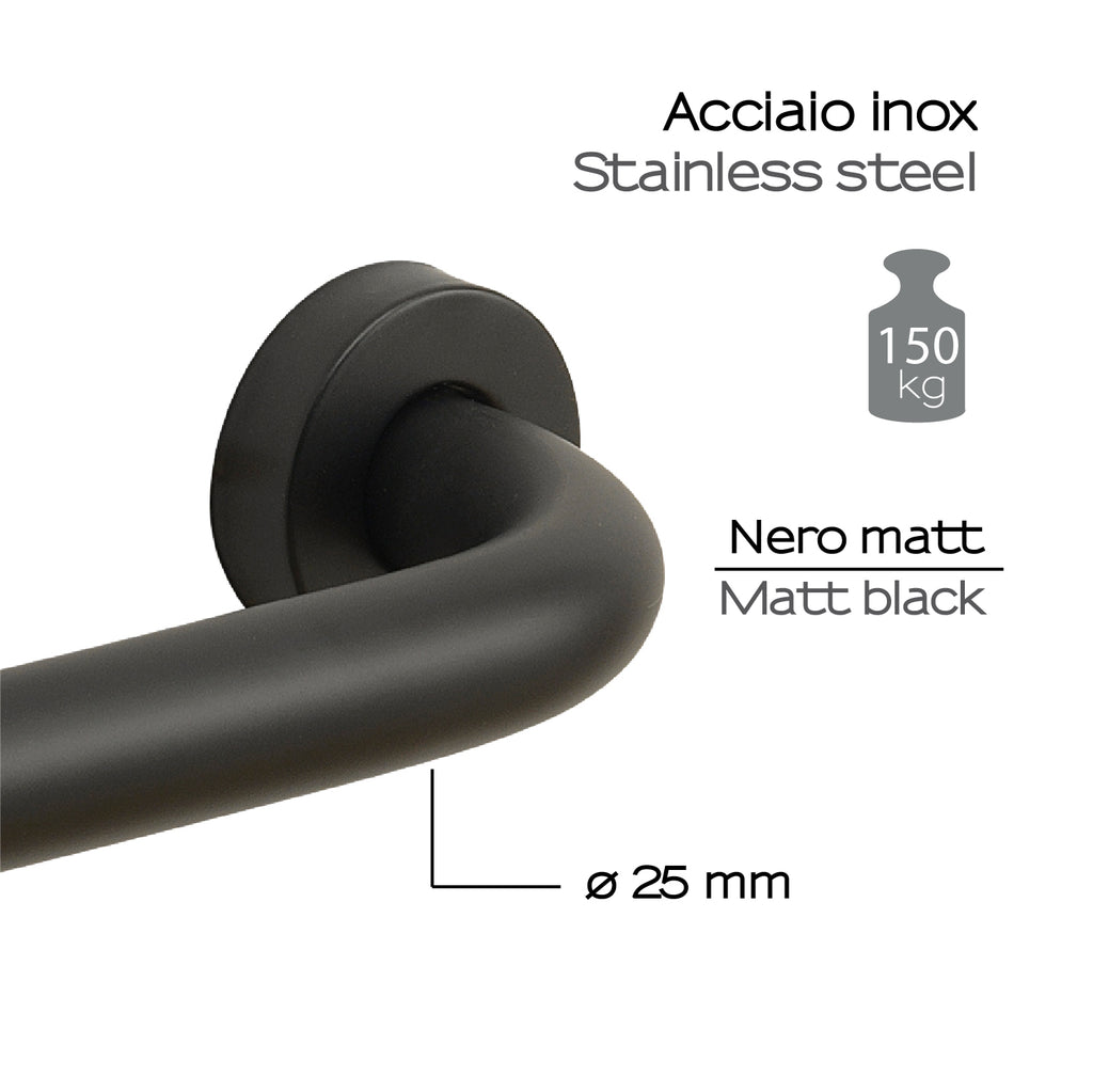 Maniglione 20 cm Up di Gedy in Acciaio Inox - Nero Matt