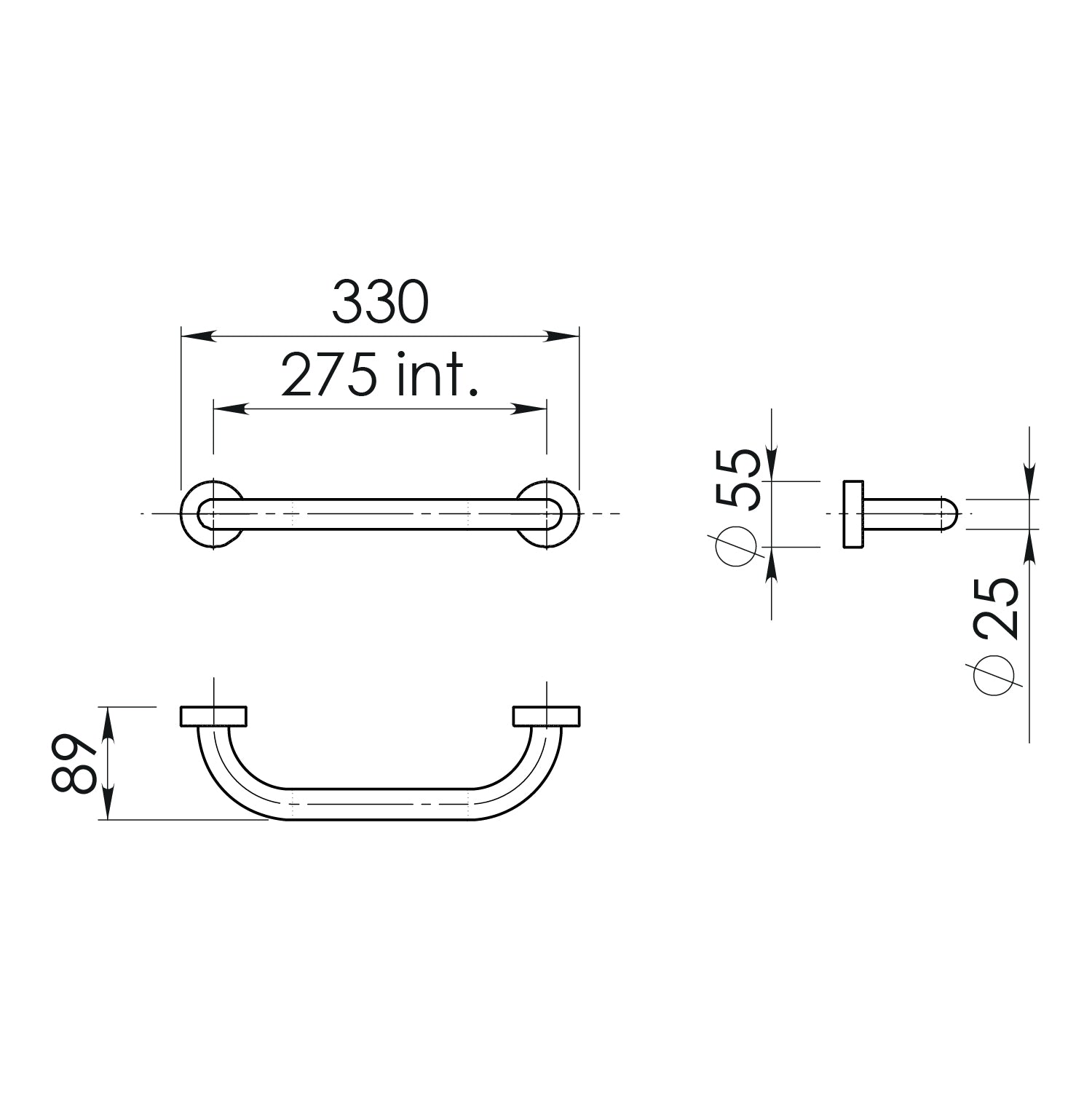 Maniglione 30 cm Up di Gedy in Acciaio Inox - Nero Matt